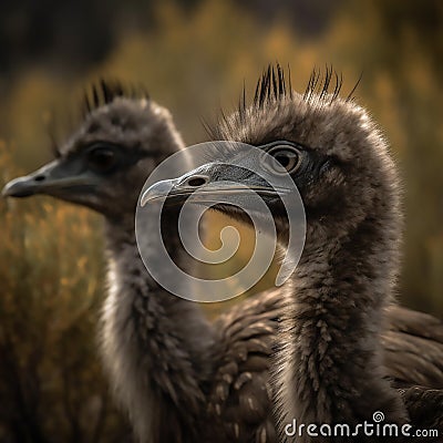 Emus in Their Natural Habitat Stock Photo