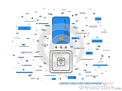 EMV chip card contactless reader colorful vector Vector Illustration