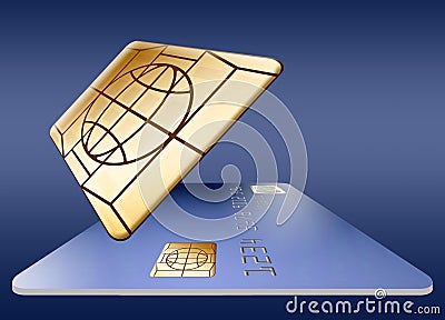 EMV chip on a credit card Stock Photo