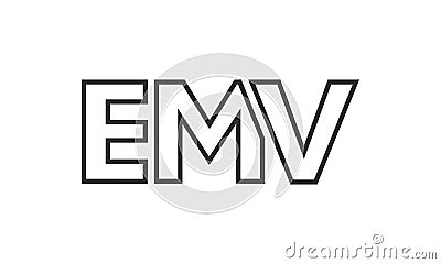 EMV logo design template with strong and modern bold text. Initial based vector logotype featuring simple and minimal typography. Vector Illustration