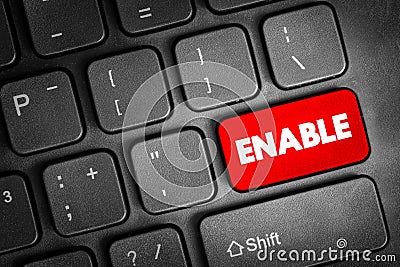 Enable text button on keyboard, concept background Stock Photo