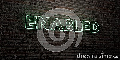 ENABLED -Realistic Neon Sign on Brick Wall background - 3D rendered royalty free stock image Stock Photo