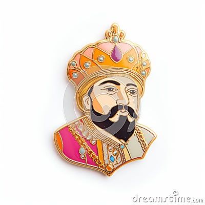 Glorious Indian King Pin With Editorial Illustration Style Cartoon Illustration
