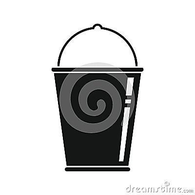 Enameled bucket black simple icon Vector Illustration