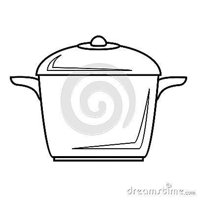 Enameled pot icon, outline style Vector Illustration