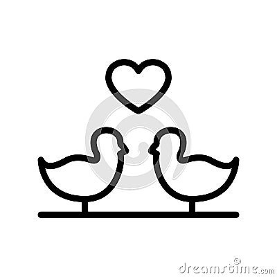 Enamored birds icon. Symbol Valentine`s day on white background Vector Illustration