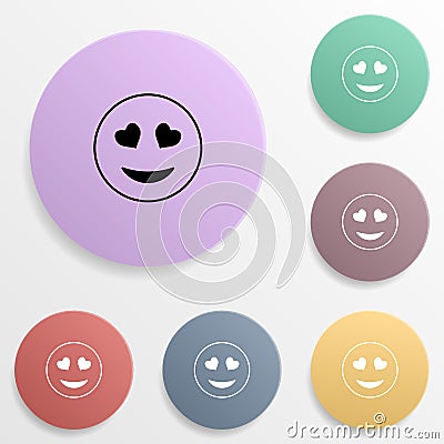 Enamored emoji badge color set icon. Simple glyph, flat vector of emoji icons for ui and ux, website or mobile application Stock Photo