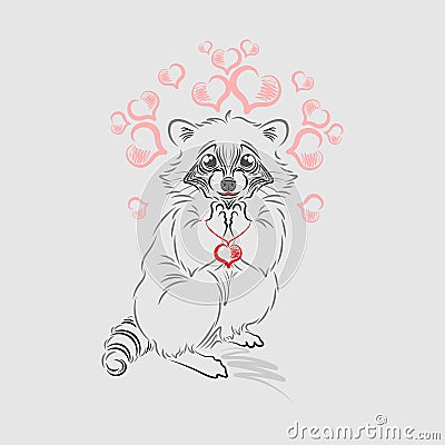 Enamored raccoon vector Vector Illustration