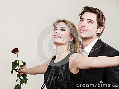 Enamoured couple in titanic gesture. Stock Photo