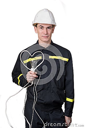 The in enamoured electrician Stock Photo