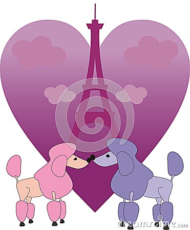 Enamoured little poodles in Paris Stock Photo