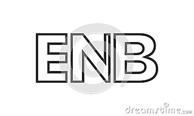 ENB logo design template with strong and modern bold text. Initial based vector logotype featuring simple and minimal typography. Vector Illustration