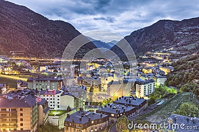 Encamp aerial view, Andorra Stock Photo