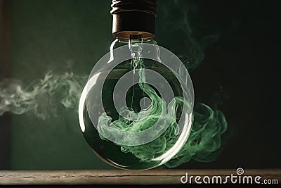 Enchanted Airborne Bulb: Capturing the Whimsy of Green Smoke Stock Photo