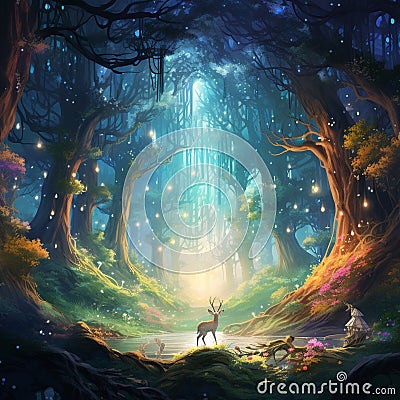 Enchanted Canopy Cartoon Illustration