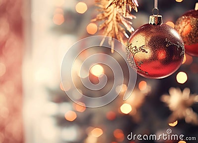 Enchanted Christmas Dreams Blurred Festive Decor Stock Photo