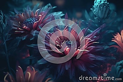 Enchanted flowers magical floral background, Generative AI Stock Photo