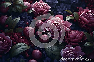 Enchanted flowers magical floral background, Generative AI Stock Photo