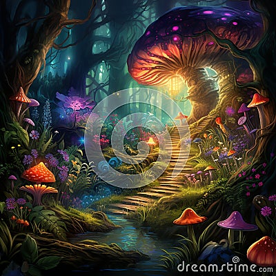 Enchanted Forest Cartoon Illustration