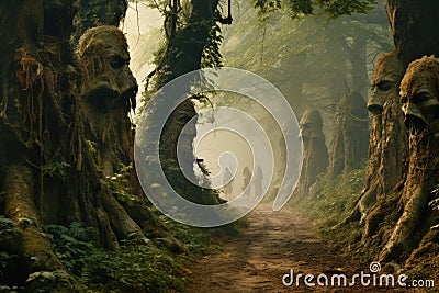 Enchanted forests with sentient talking trees - Generative AI Stock Photo