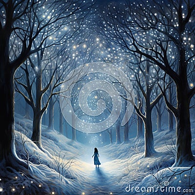 Enchanted Frost: A Spellbinding Encounter with Snowflakes Stock Photo