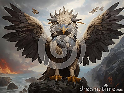 Enchanted Realms: Griffon Artwork for Fantasy Enthusiasts Cartoon Illustration