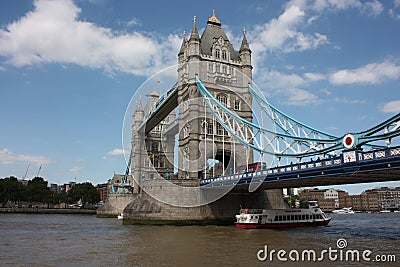 The enchanting as famous Tower of London Bridge and a clear blue sky Editorial Stock Photo