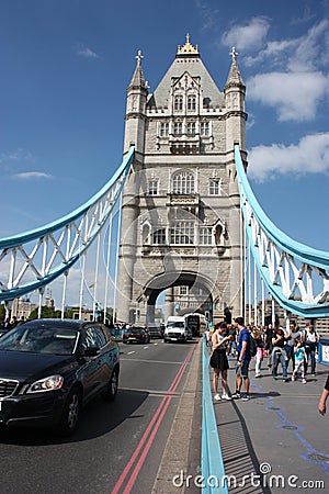 The enchanting as famous Tower of London Bridge and a clear blue sky Editorial Stock Photo