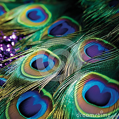 Enchanting Beauty of Peacock Feathers Cartoon Illustration