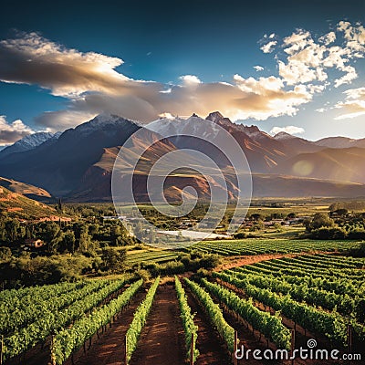Enchanting and Breathtaking Panorama of Mendoza's Hidden Treasures Stock Photo
