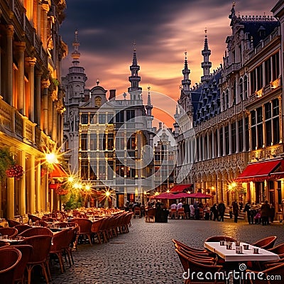 Enchanting Brussels: A Magical Cityscape Stock Photo
