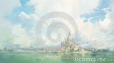 Enchanting Castle By The Lake: A Kawacy-inspired Masterpiece Stock Photo