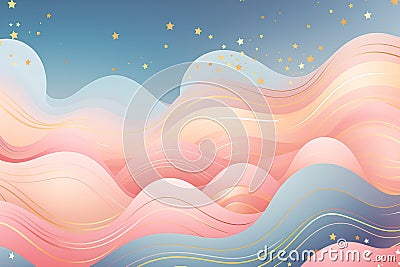 Enchanting Celestial Dreams: A Vibrant Fusion of Pink, Blue, and Cartoon Illustration
