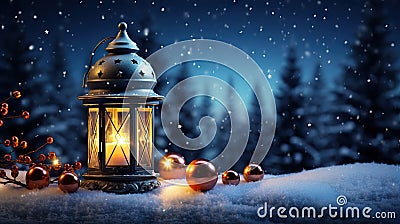 Enchanting Christmas Glow Christmas Lamp and Shooting Star Background - Captivating Festive Illumination. created with Generative Stock Photo