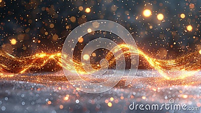 Enchanting dark design with futuristic magic waves and bokeh creating a captivating visual appeal. Stock Photo