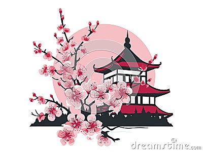 Spring's Elegance - Lunar New Year Peach Blossom Vector Illustration