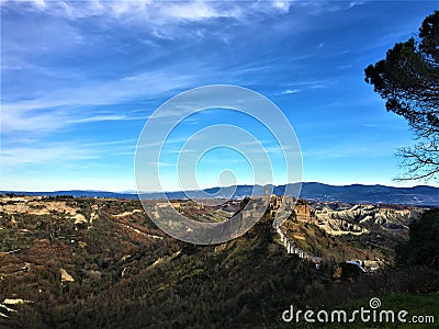 Enchanting landscape and Civita di Bagnoregio town Stock Photo