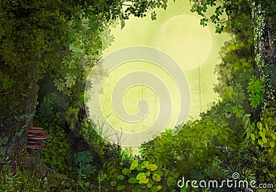 Enchanting Lush Fairy Tale Forest Opening Stock Photo
