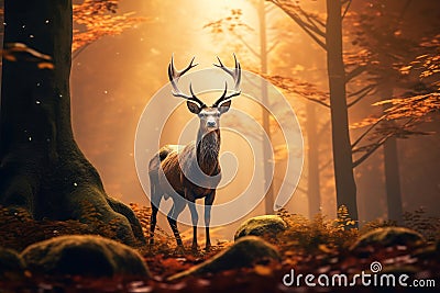 Enchanting Magic deer nature. Generate Ai Stock Photo