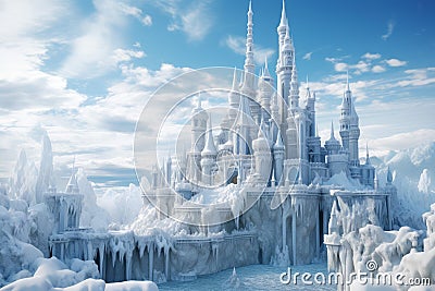 Enchanting Magic ice castle. Generate Ai Stock Photo