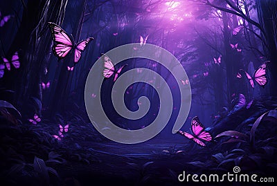 Enchanting Magical forest butterfly. Generate Ai Stock Photo