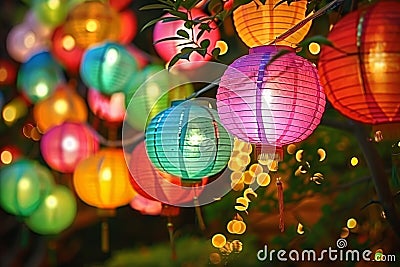 Enchanting mid autumn festival in china lantern lit streets and mooncake feasts Stock Photo