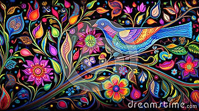 Enchanting Nightingale Tapestry Stock Photo