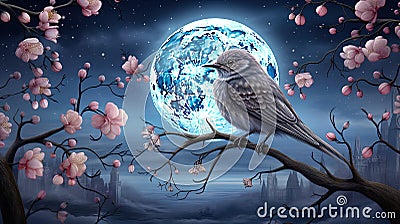 Enchanting Nightingale Tapestry Stock Photo