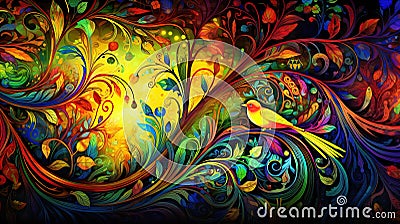 Enchanting Nightingale Tapestry Stock Photo