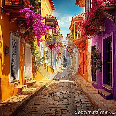 Enchanting streets of Cartagena Stock Photo