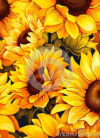 Enchanting Sunflowers: A Majestic Display of Nature's Beauty in Stock Photo