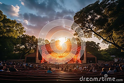 Enchanting Sunset at Majestic Open-Air Amphitheater Stock Photo