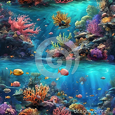 enchanting underwater paradise: coral reefs and exotic marine life Stock Photo