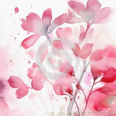 Enchanting Watercolor Blossoms Abstract Art Background Featuring Vibrant Pink Paints Generative AI Stock Photo